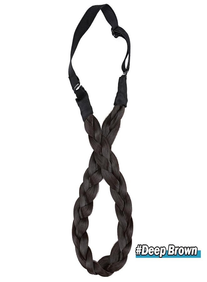S-noilite Synthetic Chunky Braided Headband - Elastic Stretch Wide Plaited Braids - Trendy Girls Women (Dark Brown, Small-three strands) - Image 5